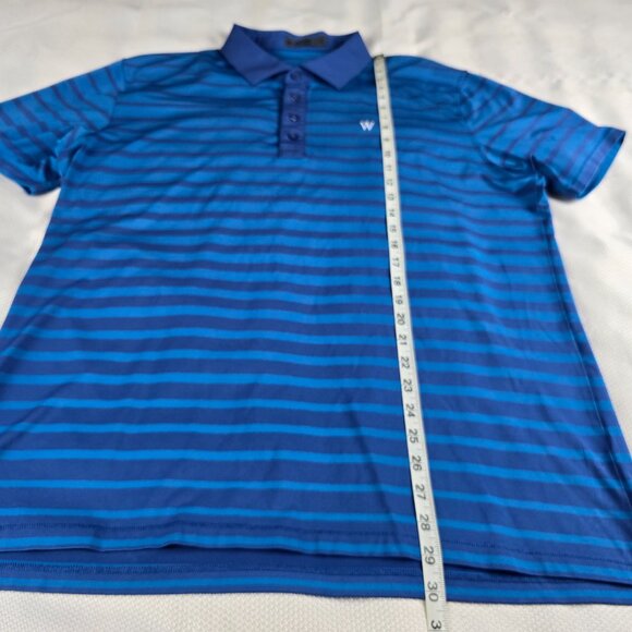 Gfore G/Fore Mes Short Sleeve Blue Stripe Stretch Polo Shirt Size XL 8% Spandex - Picture 5 of 7